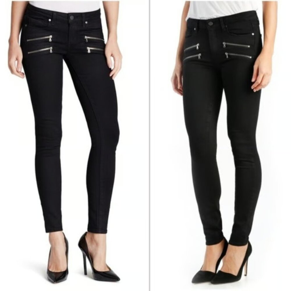 Paige Black Double Zipper Skinny Jeans